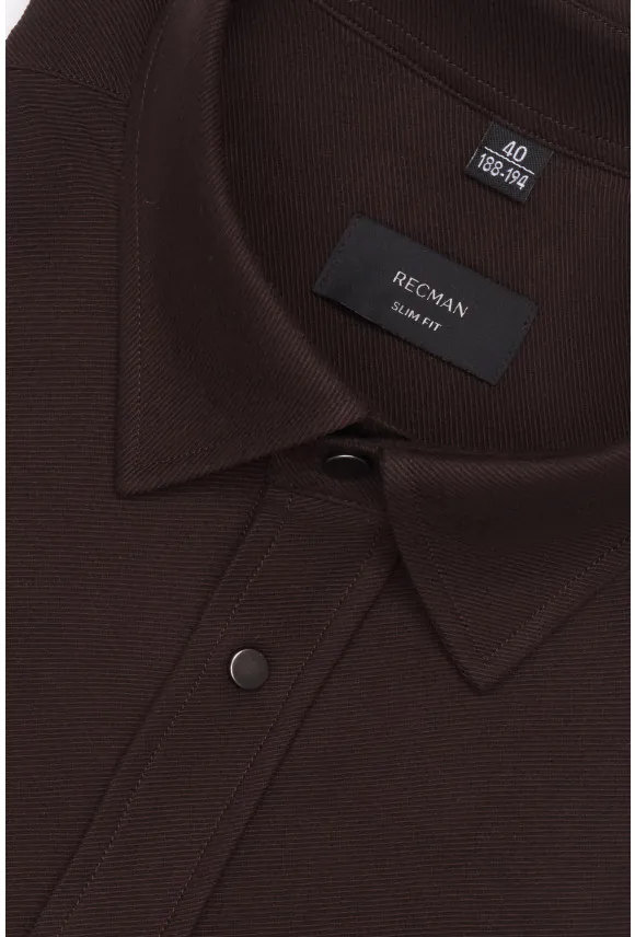 KOSZULA FORMENTO 3345D DŁUGI RĘKAW SLIM FIT BRĄZOWA Z BAWEŁNY