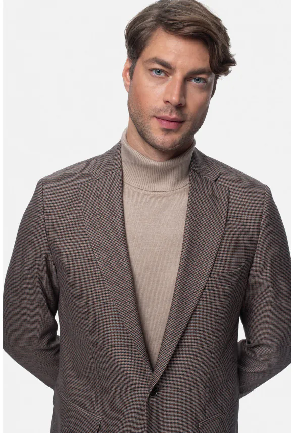 MARYNARKA PERETA BRĄZOWA SLIM FIT JEDNORZĘDOWA