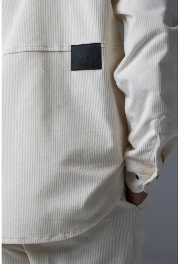 KOSZULA OVERSHIRT UN:CADDO 3349C DŁUGI RĘKAW CUSTOM FIT ECRU SZTRUKSOWA