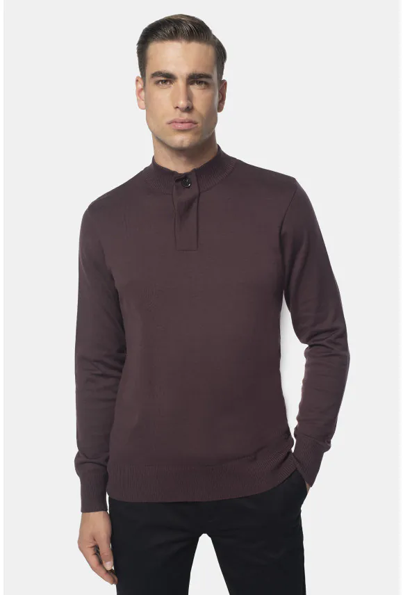 SWETER TIMO TROYER BORDOWY Z BAWEŁNĄ