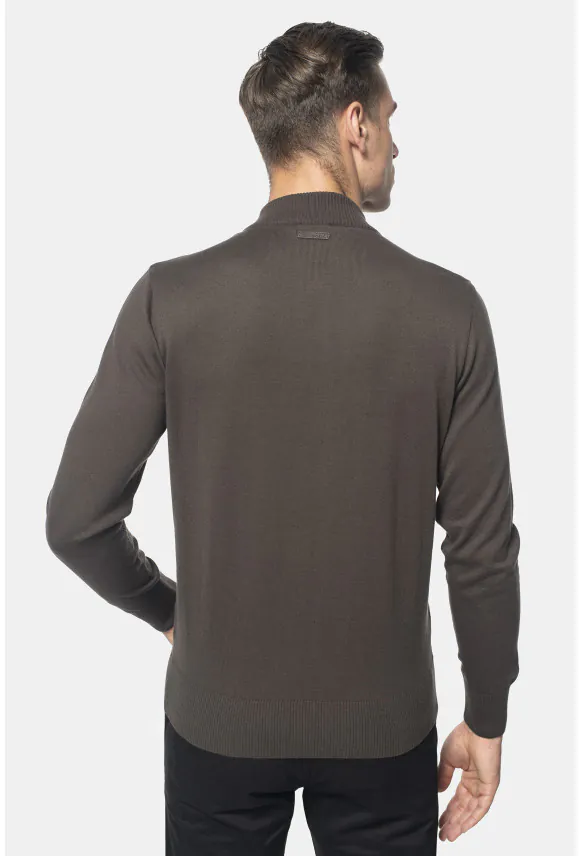 SWETER TIMO TROYER BRĄZOWY Z BAWEŁNĄ