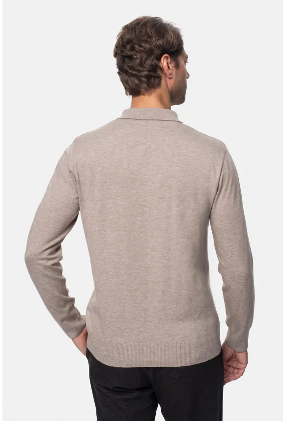 SWETER POZZO POLO BEŻOWY Z WISKOZĄ