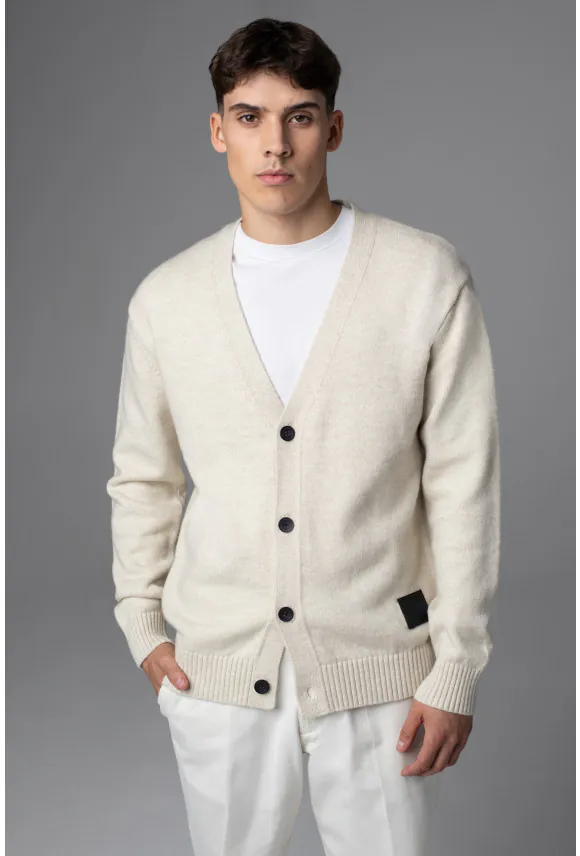 SWETER UN:KORDIN ROZPINANY ECRU Z BAWEŁNĄ