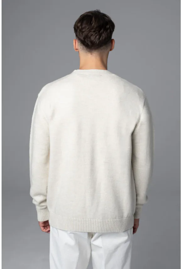 SWETER UN:KORDIN ROZPINANY ECRU Z BAWEŁNĄ