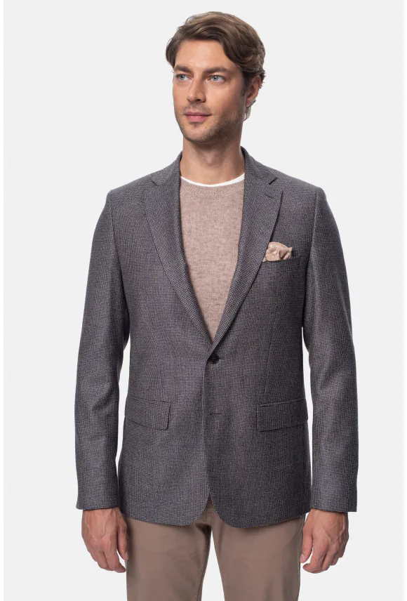 MARYNARKA MARLAND SZARA SLIM FIT JEDNORZĘDOWA Z WEŁNY