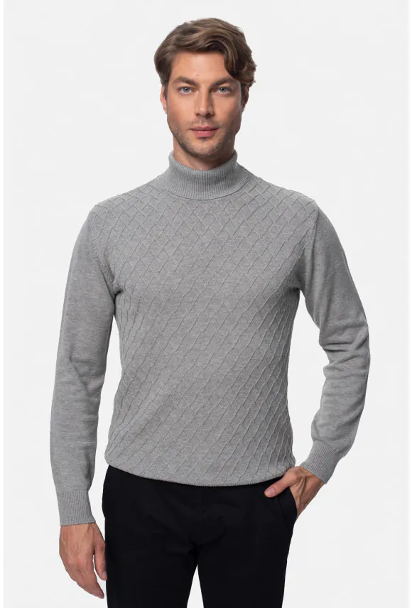 SWETER RODENAS GOLF SZARY Z BAWEŁNĄ