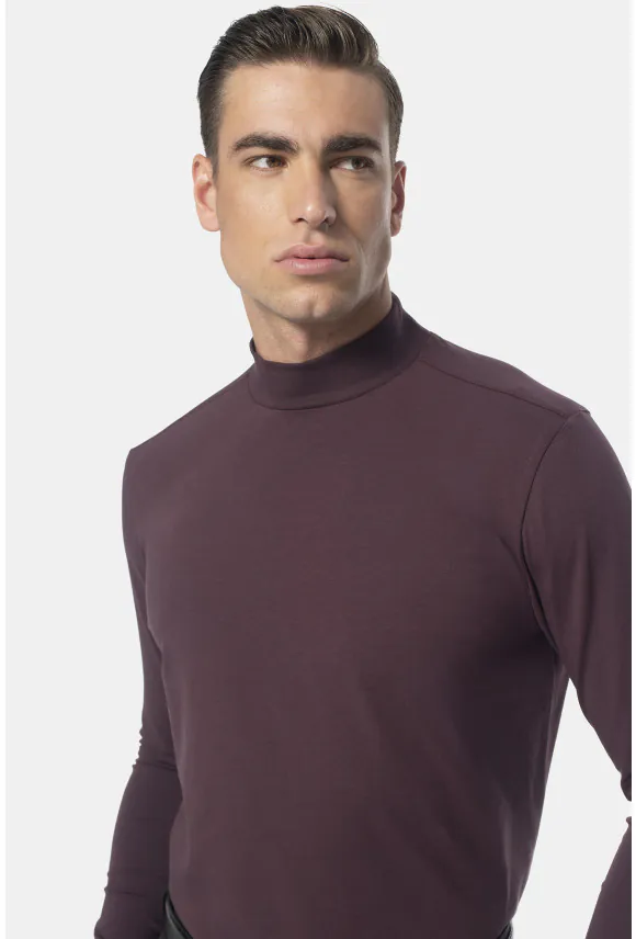 BLUZA ALDEA PÓŁGOLF BORDOWA Z BAWEŁNY