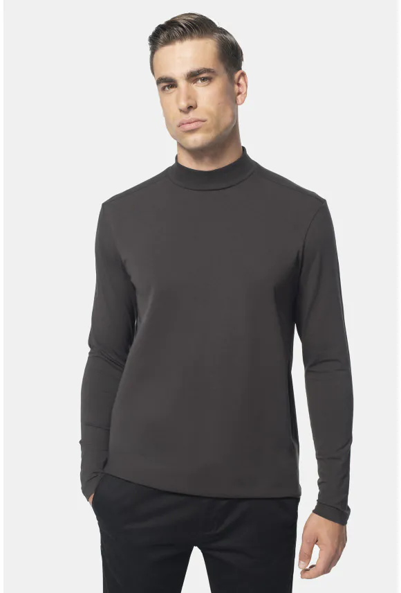 BLUZA ALDEA PÓŁGOLF BRĄZOWA 0002 Z BAWEŁNY