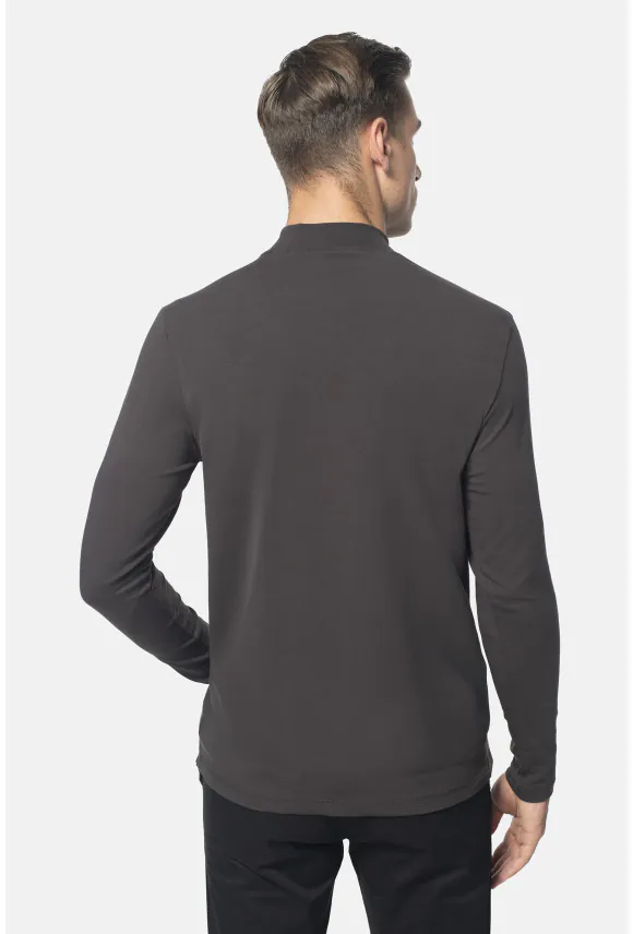 BLUZA ALDEA PÓŁGOLF BRĄZOWA 0002 Z BAWEŁNY