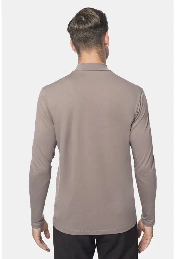 BLUZA ALDEA PÓŁGOLF BEŻOWA 0001 Z BAWEŁNY
