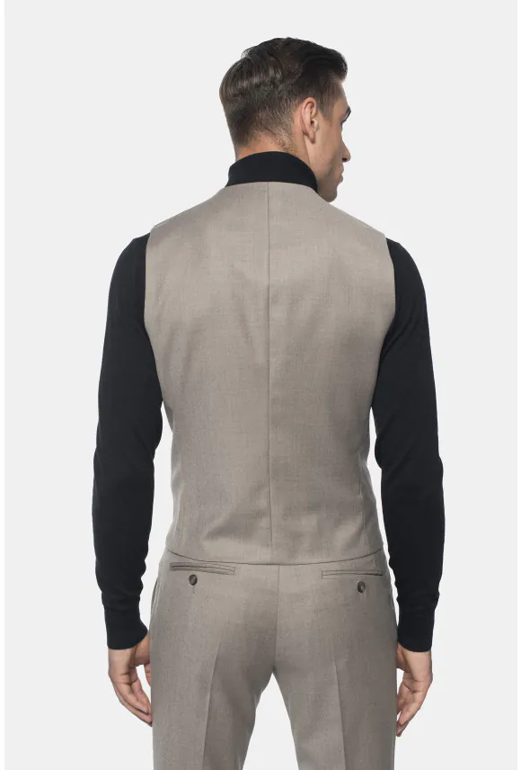 KAMIZELKA CASALE SLIM FIT BEŻOWA DWURZĘDOWA Z WEŁNĄ