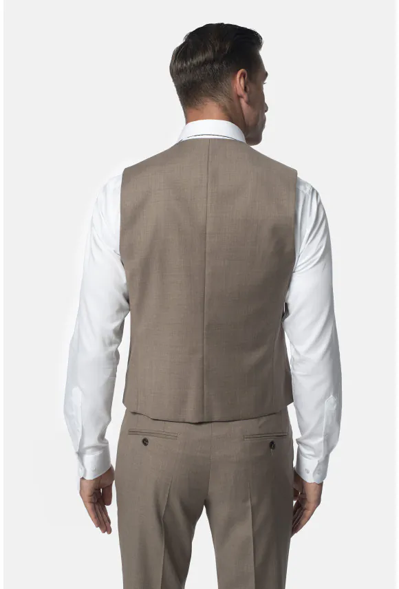 KAMIZELKA TERMOLI SLIM FIT BEŻOWA JEDNORZĘDOWA Z WEŁNĄ