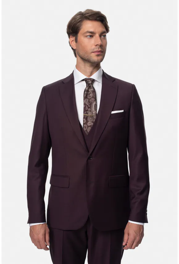 MARYNARKA MIRABEL BORDOWA SLIM FIT JEDNORZĘDOWA Z WEŁNĄ