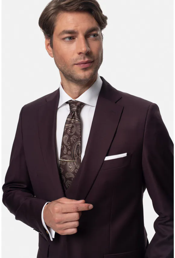 MARYNARKA MIRABEL BORDOWA SLIM FIT JEDNORZĘDOWA Z WEŁNĄ