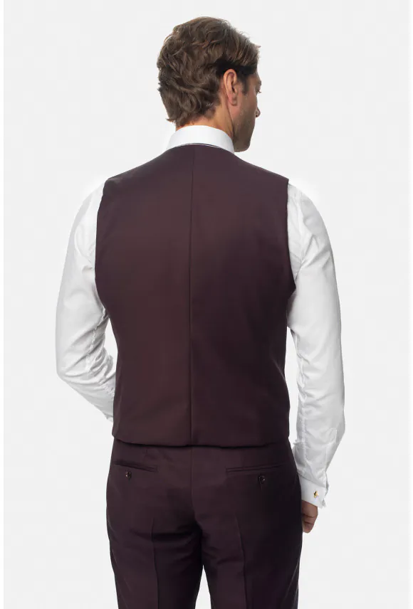 KAMIZELKA MIRABEL SLIM FIT BORDOWA DWURZĘDOWA Z WEŁNĄ