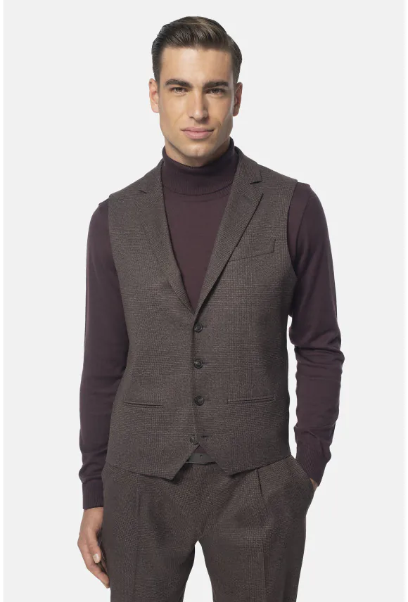 KAMIZELKA RABADE SLIM FIT BRĄZOWA JEDNORZĘDOWA