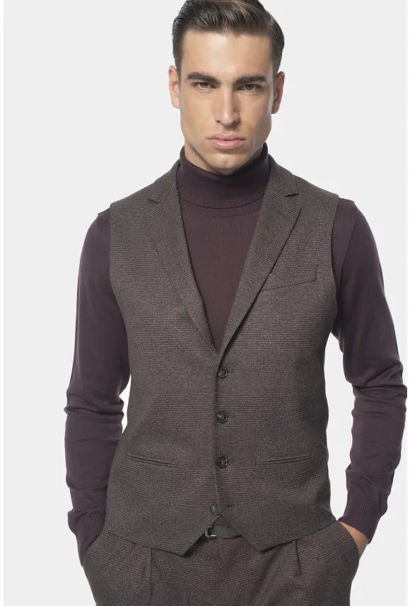 KAMIZELKA RABADE SLIM FIT BRĄZOWA JEDNORZĘDOWA