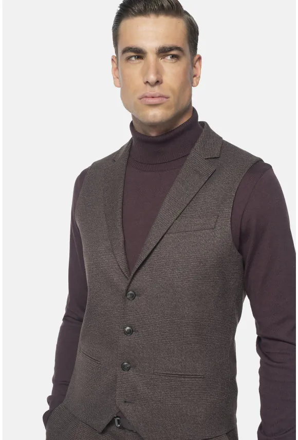KAMIZELKA RABADE SLIM FIT BRĄZOWA JEDNORZĘDOWA