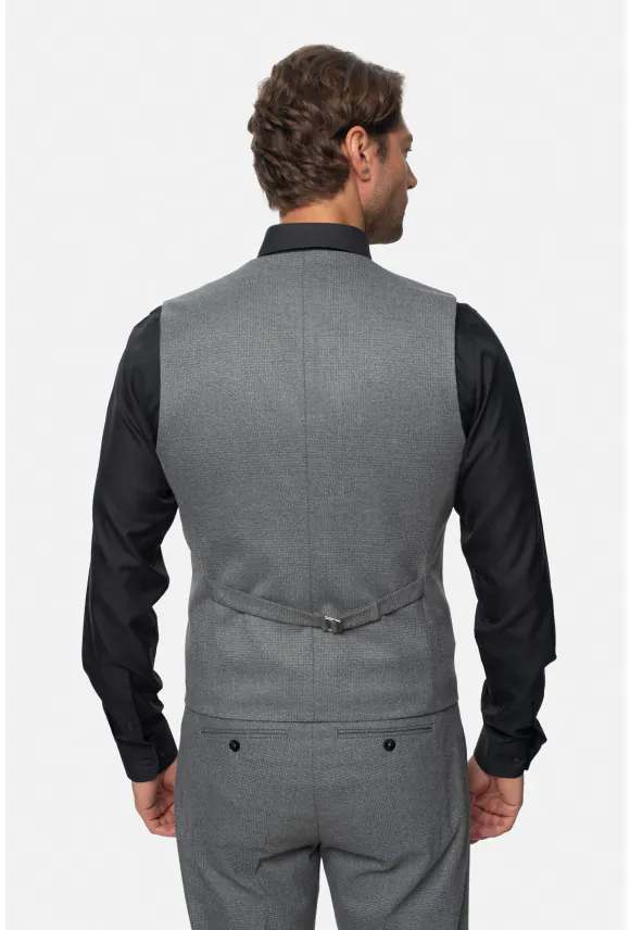 KAMIZELKA RABADE SLIM FIT SZARA JEDNORZĘDOWA