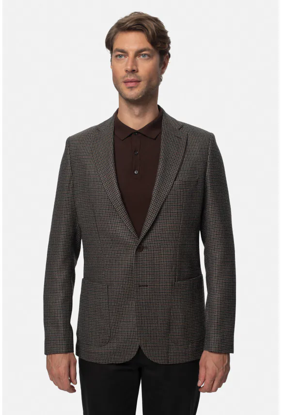 MARYNARKA LAREDO BRĄZOWA SLIM FIT JEDNORZĘDOWA Z WEŁNY