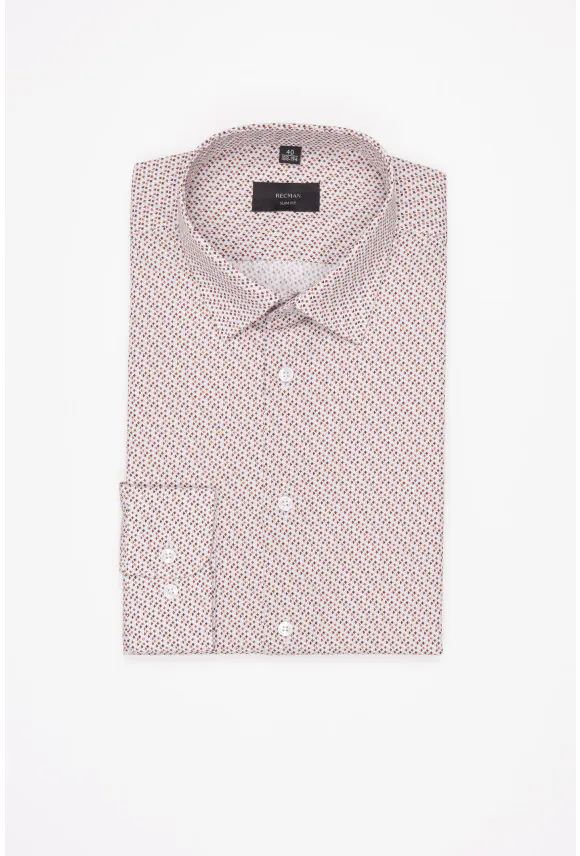 KOSZULA COLINE 3351 DŁUGI RĘKAW SLIM FIT BEŻOWA Z BAWEŁNY