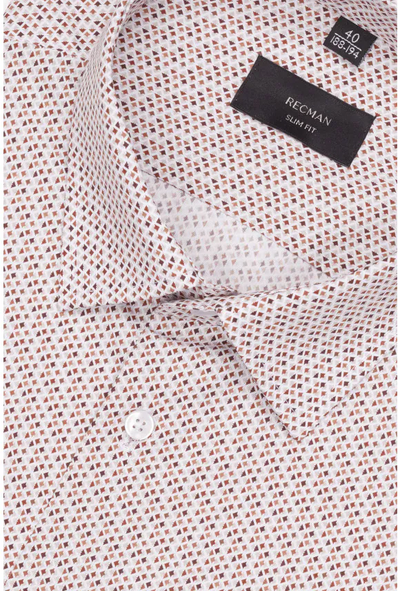 KOSZULA COLINE 3351 DŁUGI RĘKAW SLIM FIT BEŻOWA Z BAWEŁNY