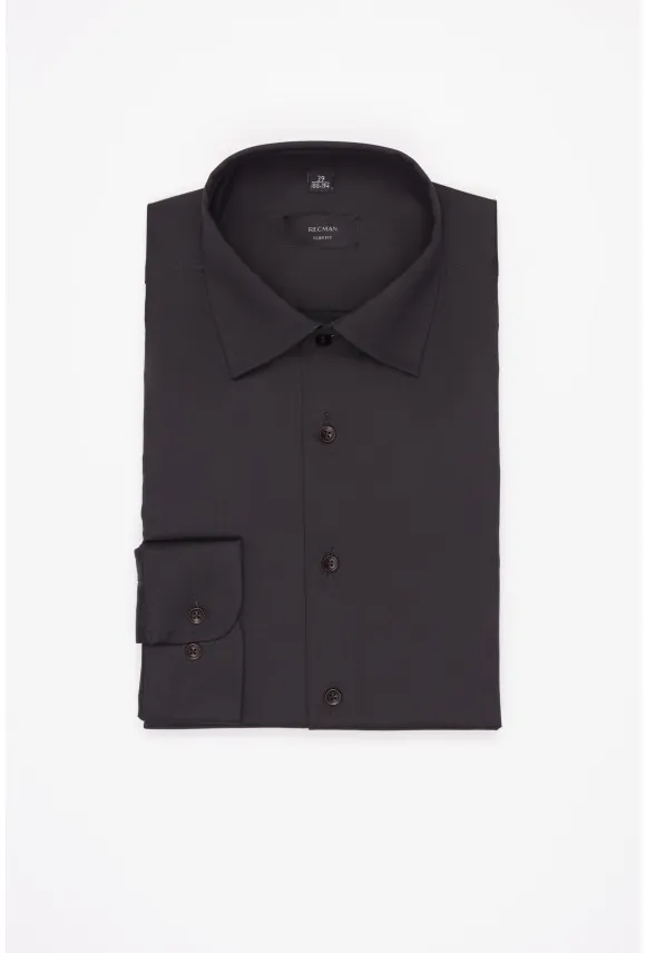 KOSZULA VERSONE 3292 DŁUGI RĘKAW SLIM FIT GRAFITOWA Z BAWEŁNY