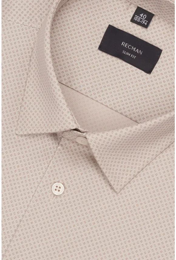 KOSZULA COLINE 3352E DŁUGI RĘKAW SLIM FIT BEŻOWA Z BAWEŁNY