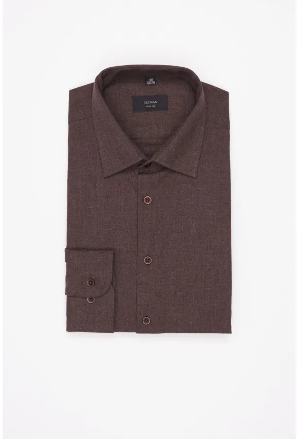 KOSZULA FORMENTO 3321C DŁUGI RĘKAW SLIM FIT BORDOWA Z DZIANINY