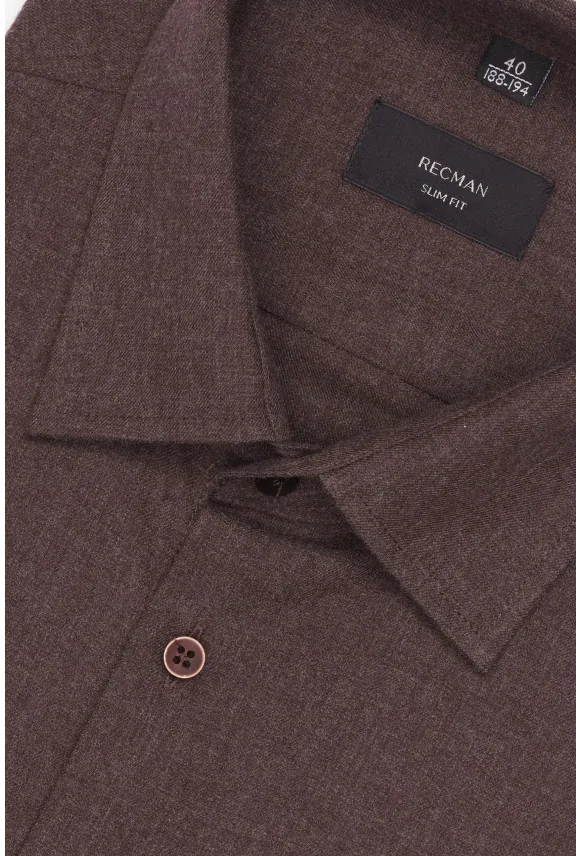 KOSZULA FORMENTO 3321C DŁUGI RĘKAW SLIM FIT BORDOWA Z DZIANINY