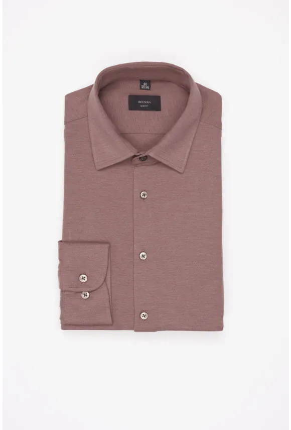 KOSZULA FORMENTO 3321C DŁUGI RĘKAW SLIM FIT BEŻOWA 0001 Z DZIANINY