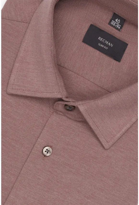KOSZULA FORMENTO 3321C DŁUGI RĘKAW SLIM FIT BEŻOWA 0001 Z DZIANINY