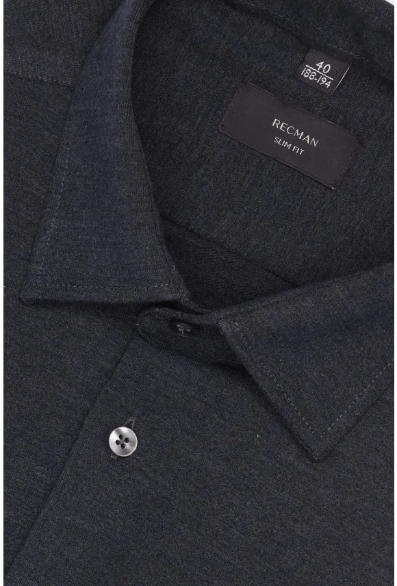 KOSZULA FORMENTO 3321C DŁUGI RĘKAW SLIM FIT GRAFITOWA Z DZIANINY
