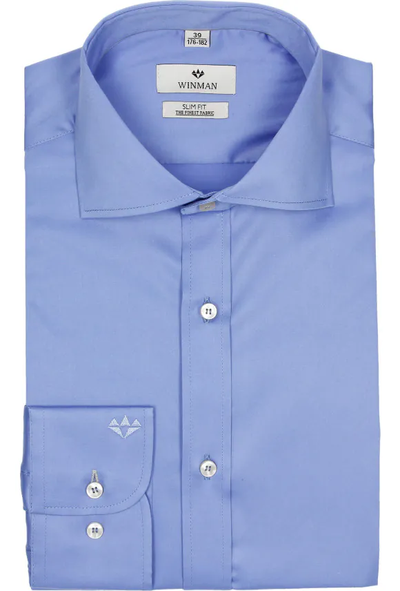 KOSZULA WINCODE 2405 DŁUGI RĘKAW SLIM FIT NIEBIESKI