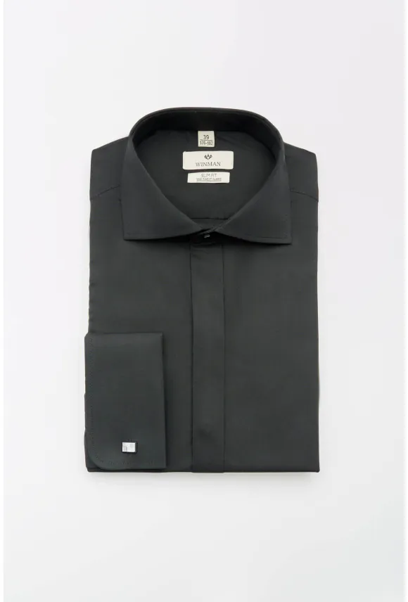 KOSZULA WINCASS 2411 SP SLIM FIT CZERŃ