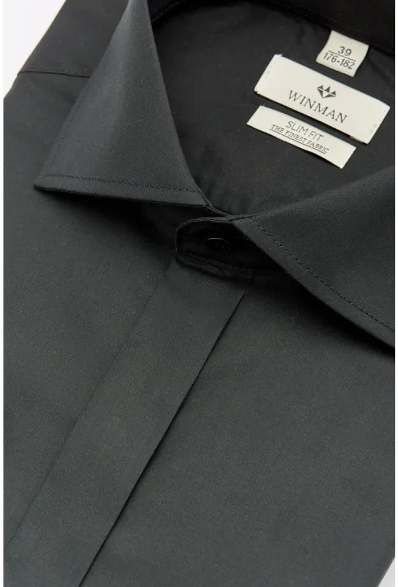 KOSZULA WINCASS 2411 SP SLIM FIT CZERŃ